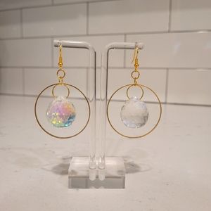 circle earrings with gem stone
